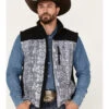 HOOey Men's Southwestern Color-Block Print Zip-Front Softshell Vest