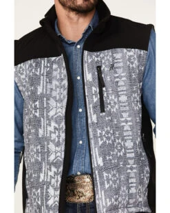 HOOey Men's Southwestern Color-Block Print Zip-Front Softshell Vest -Men Western Cowboy 2000376722 022 P3