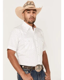 Ely Walker Men's Mini Southwestern Geo Print Short Sleeve Pearl Snap Western Shirt  