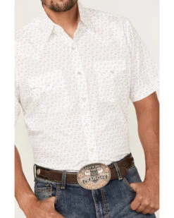 Ely Walker Men's Mini Southwestern Geo Print Short Sleeve Pearl Snap Western Shirt   -Men Western Cowboy 2000377392 100 P3