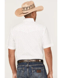Ely Walker Men's Mini Southwestern Geo Print Short Sleeve Pearl Snap Western Shirt   -Men Western Cowboy 2000377392 100 P4