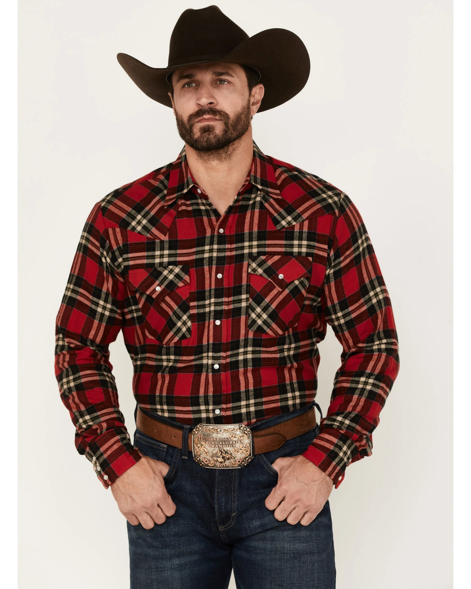 Ely Walker Men's Plaid Print Long Sleeve Snap Western Flannel Shirt 1 Ely Walker Men's Plaid Print Long Sleeve Snap Western Flannel Shirt