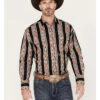 Wrangler Men's Checotah Striped Long Sleeve Pearl Snap Western Shirt