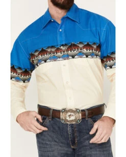 Wrangler Men's Checotah Long Sleeve Western Snap Shirt -Men Western Cowboy 2000379966 900 P3