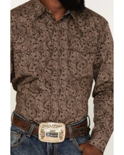 Cody James Men's Linear Paisley Print Long Sleeve Snap Western Shirt -Men Western Cowboy 2000380454 200 P3