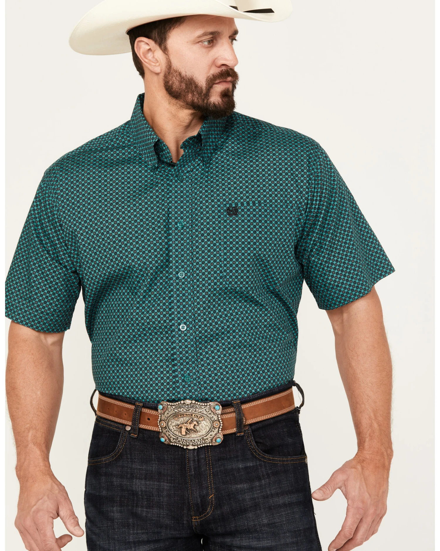 Cinch Men's Medallion Print Short Sleeve Button Down Western Shirt 1 Cinch Men's Medallion Print Short Sleeve Button Down Western Shirt