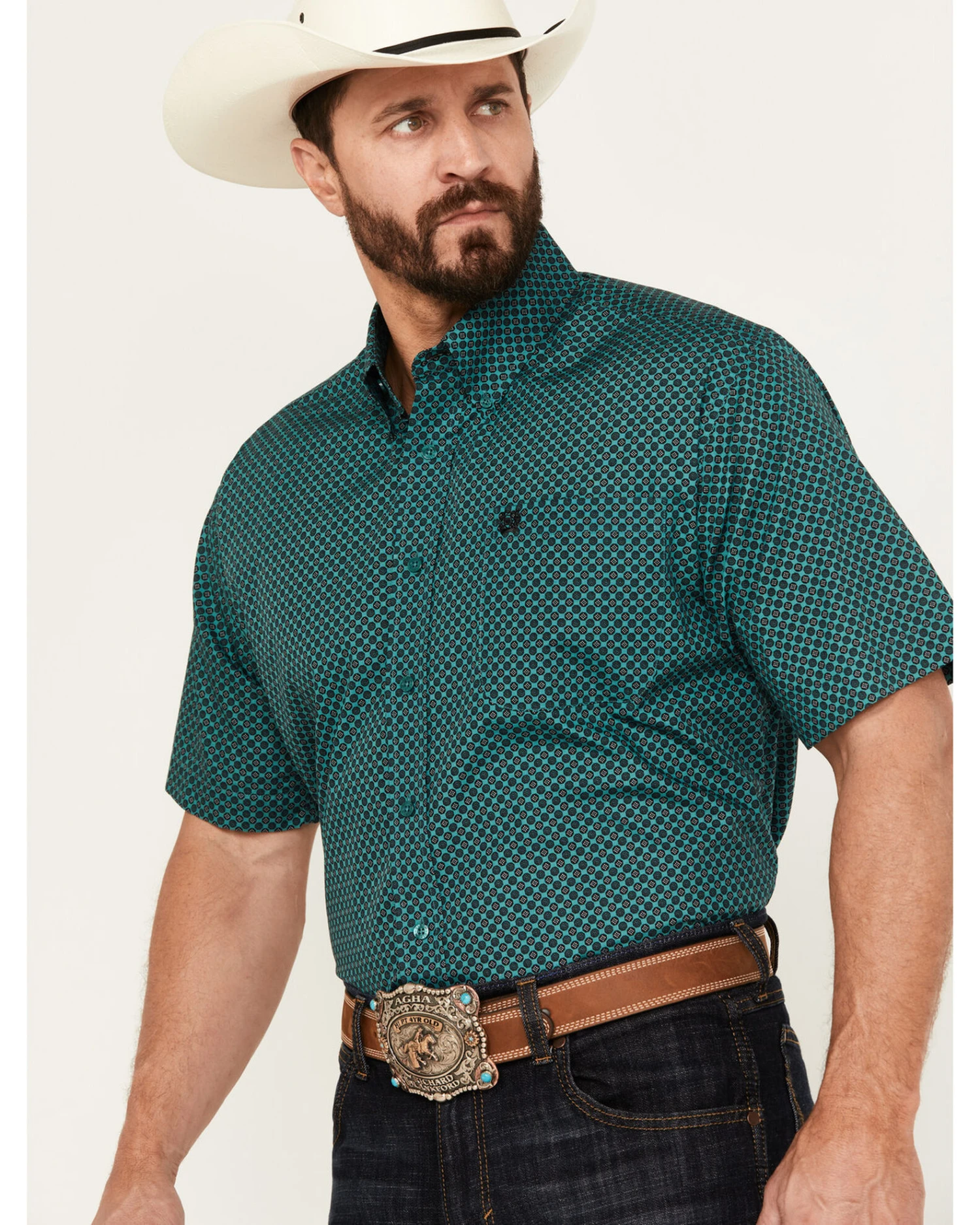 Cinch Men's Medallion Print Short Sleeve Button Down Western Shirt 2 Cinch Men's Medallion Print Short Sleeve Button Down Western Shirt - Image 2