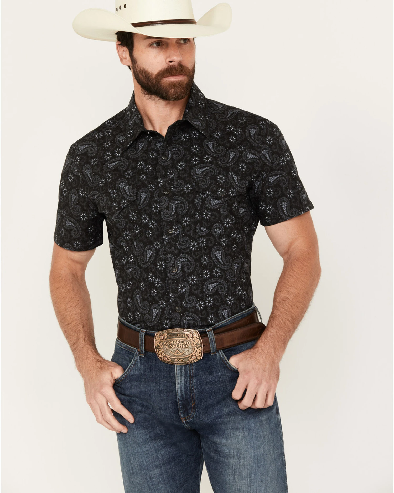 Rock & Roll Denim Men's V46 Paisley Print Long Sleeve Snap Western Shirt 1 Rock & Roll Denim Men's V46 Paisley Print Long Sleeve Snap Western Shirt