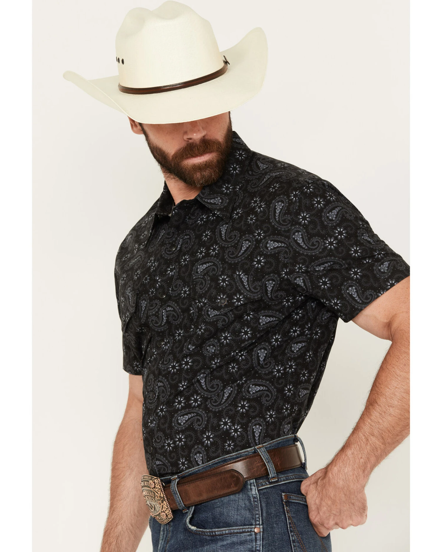 Rock & Roll Denim Men's V46 Paisley Print Long Sleeve Snap Western Shirt 2 Rock & Roll Denim Men's V46 Paisley Print Long Sleeve Snap Western Shirt - Image 2