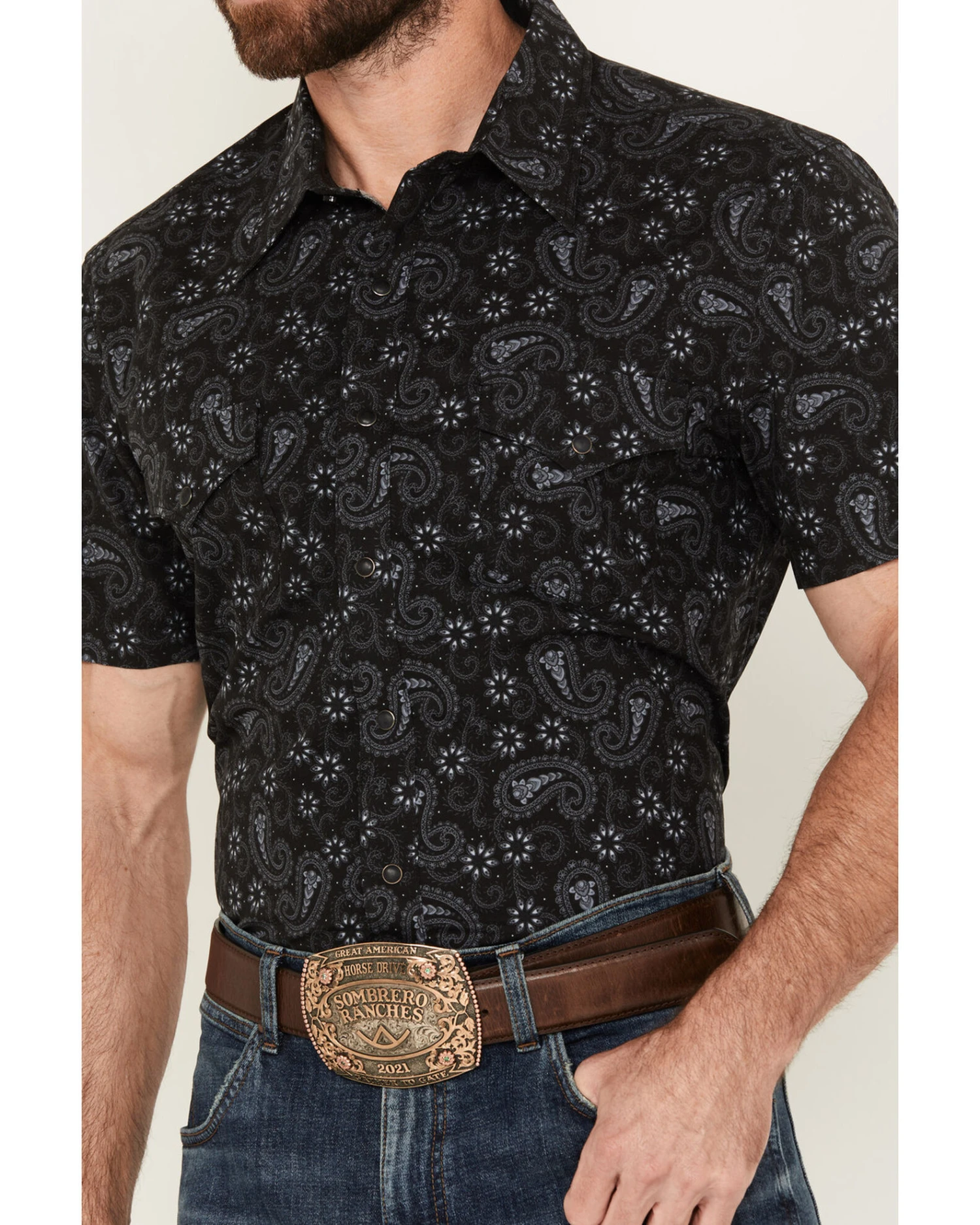 Rock & Roll Denim Men's V46 Paisley Print Long Sleeve Snap Western Shirt 3 Rock & Roll Denim Men's V46 Paisley Print Long Sleeve Snap Western Shirt - Image 3