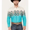 Panhandle Men's Southwestern Border Long Sleeve Pearl Snap Western Shirt