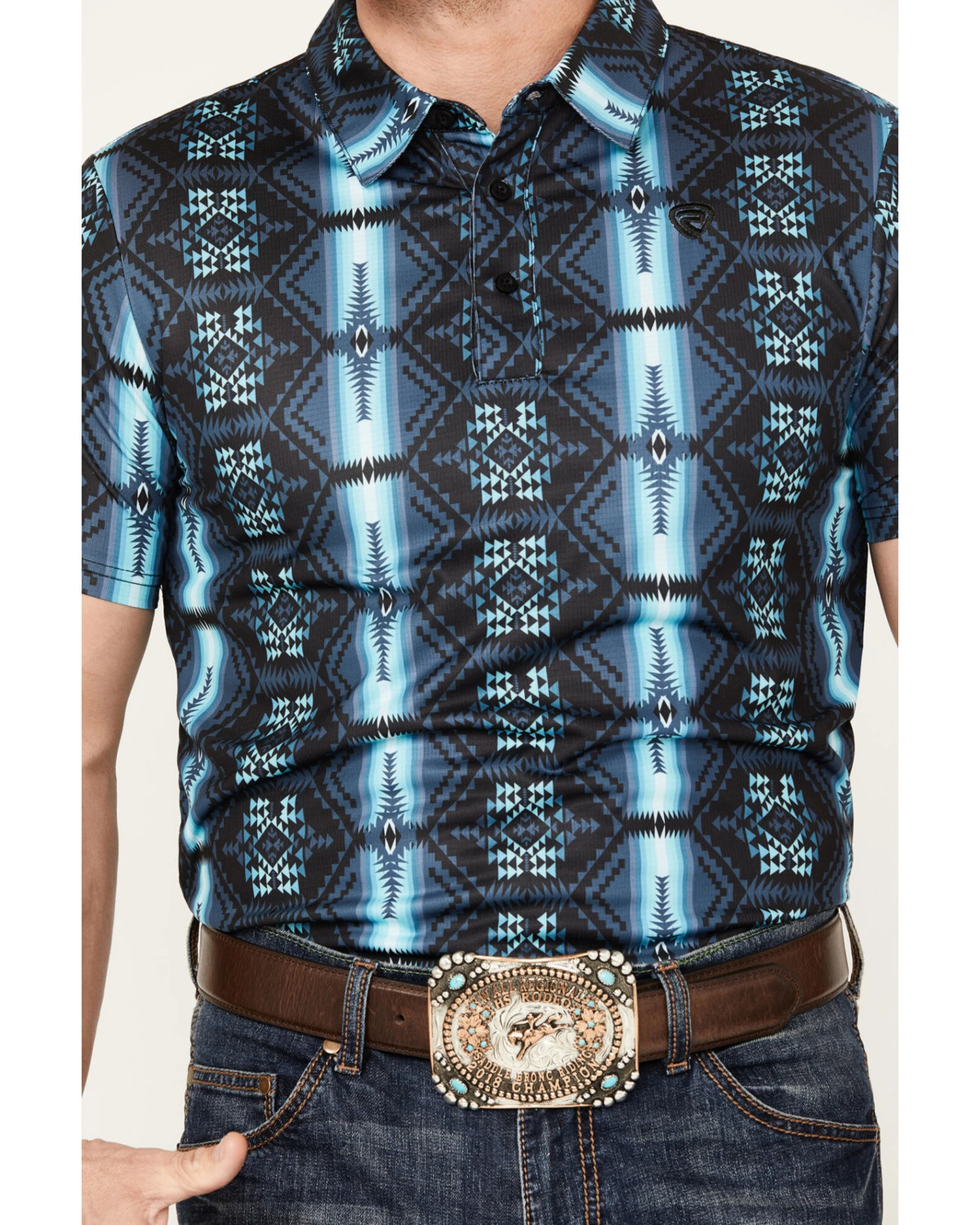 Rock & Roll Denim Men's Southwestern Striped Button Down Western Polo 3 Rock & Roll Denim Men's Southwestern Striped Button Down Western Polo - Image 3