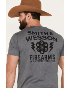 Smith & Wesson Men's Revolver Short Sleeve Graphic T-Shirt -Men Western Cowboy 2000386855 070 P4