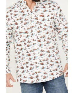 Ariat Men's Surfing Longhorn Aloha Stretch Classic Fit Western Aloha Shirt -Men Western Cowboy 2000387249 100 P3